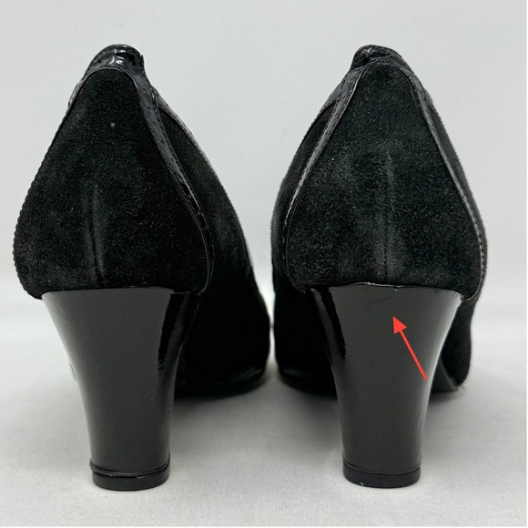 Clarks 82974 Black Suede Leather Block Heel Pumps Womens 9.5 Academia Heritage - Picture 4 of 12